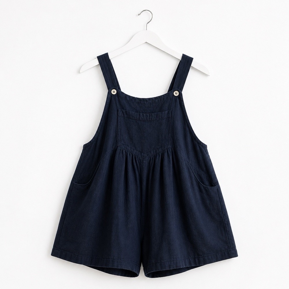 Caracilia Women's Black Linen Blend Shortall Lagenlook Minimalist Summer Shorts